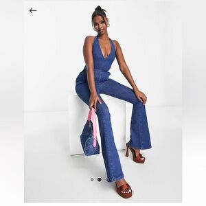 ASOS Denim Halter Jumpsuit